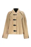 Low Classic Short Shearling Reversible Coat In Beige