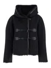 Low Classic Reversible Duffle Short Coat In Black