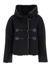 Low Classic Reversible Duffle Short Coat In Black