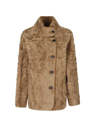 Low Classic Reversible Shearling Coat In Brown