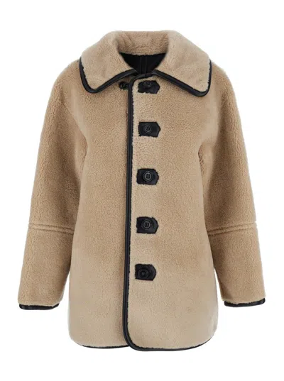 LOW CLASSIC BEIGE JACKET WITH REVERSIBLE DESIGN IN FAUX FUR WOMAN