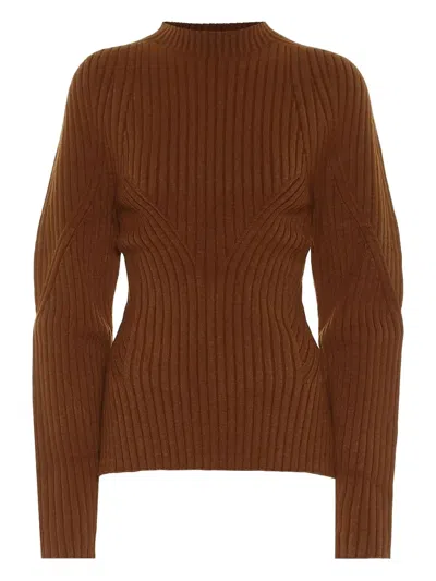 Low Classic Ribbed Cut-out Sweater In Brown
