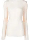 Low Classic Ribbed Knit Boat-neck Knitted Top In Nude