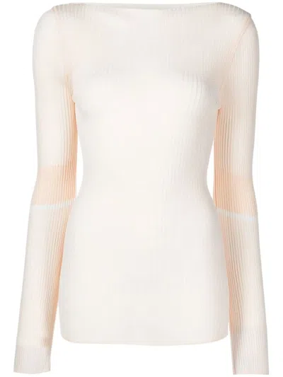LOW CLASSIC RIBBED KNIT BOAT-NECK KNITTED TOP