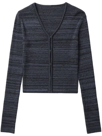 Low Classic Ribbed-knit V-neck Cardigan In Blue