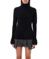 Low Classic Puff Sleeves Turtleneck Sweater In Black