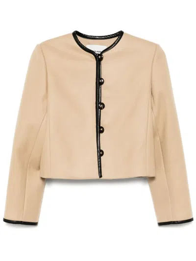 Low Classic Round Neck Short Jacket In Neutrals