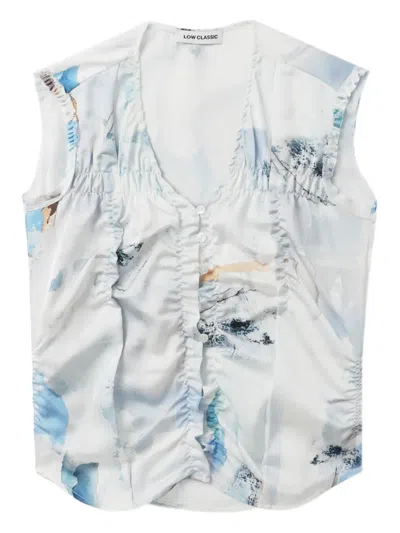 Low Classic Ruffled Printed Top