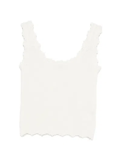 Low Classic Scalloped-trim Sleeveless Top In Multi