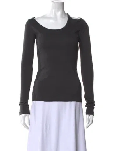 Pre-owned Low Classic Scoop Neck Long Sleeve Top In Gray