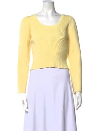 Pre-owned Low Classic Scoop Neck Long Sleeve Top In Yellow