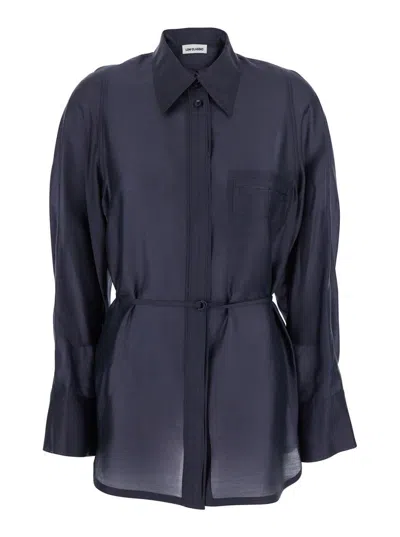 Low Classic See-through Back Strap Shirt In Blue