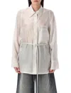 Low Classic White Shirt With Classic Collar And Rear Strap In Tech Fabric Woman In Light Grey