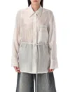Low Classic White Shirt With Classic Collar And Rear Strap In Tech Fabric Woman In Light Grey