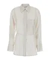 Low Classic White Shirt With Classic Collar And Rear Strap In Tech Fabric Woman In White