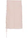 Low Classic See-through Button-loop Midi Skirt In Pink