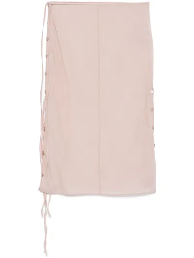 Low Classic See-through Button-loop Midi Skirt In Multicolor