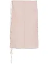 Low Classic See-through Button-loop Midi Skirt In Pink