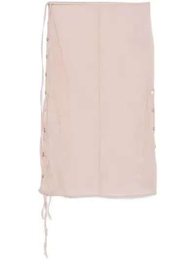 LOW CLASSIC SEE-THROUGH BUTTON-LOOP MIDI SKIRT