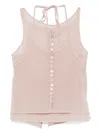 Low Classic See-through Button Loop Top In Pink