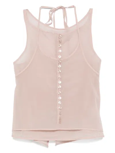 Low Classic See-through Sleeveless Top In Pink