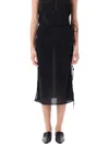 Low Classic See-throught Button Loop Midi Skirt