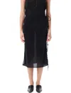 Low Classic See-throught Button Loop Midi Skirt In Black