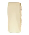 Low Classic See Trough Button Loop Skirt In Beige