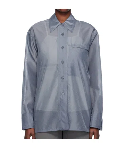 Low Classic Semi-sheer Buttoned Shirt In Gray