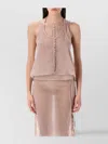 Low Classic See-through Button Loop Top