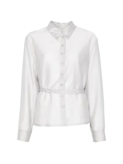 Low Classic Sheer Shirred Blouse In White