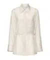 Low Classic White Shirt With Classic Collar And Rear Strap In Tech Fabric Woman