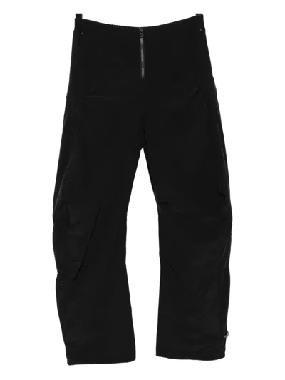 Low Classic Shirring Padded Trousers In Black