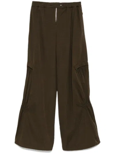 Low Classic Shirring Volume Pants In Green