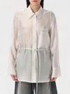 Low Classic White Shirt With Classic Collar And Rear Strap In Tech Fabric Woman
