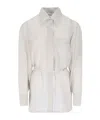 Low Classic White Shirt With Classic Collar And Rear Strap In Tech Fabric Woman