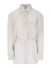 Low Classic White Shirt With Classic Collar And Rear Strap In Tech Fabric Woman In Beige