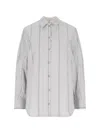 Low Classic Striped Collared Neck Long Sleeves Top In Grey