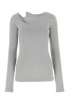 Low Classic Ribbed Crewneck Long Sleeve Fitted Top In Grey