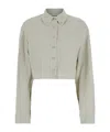 Low Classic Khaki Green Crop Shirt With Patch Pockets On The Front In Cotton And Viscose Blend Woman In Gray