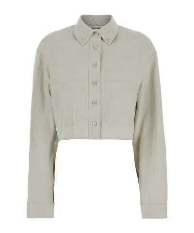 LOW CLASSIC LOW CLASSIC KHAKI CROP SHIRT WITH FRONT POCKETS