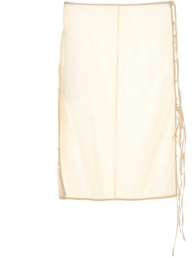 Low Classic Side-tie Skirt In Beige