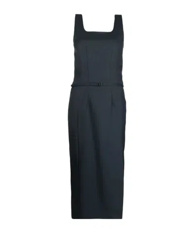 Low Classic Side-slit Belted Dress In Multi
