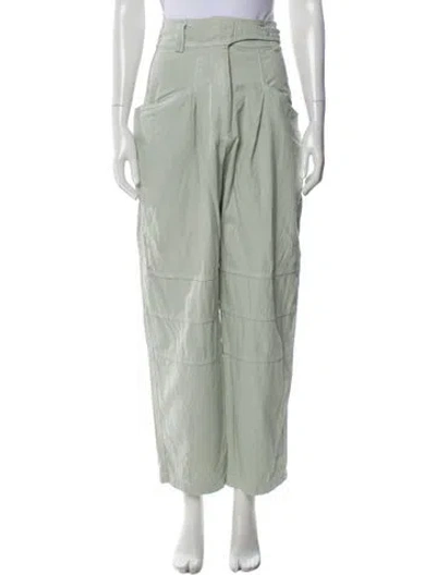 Pre-owned Low Classic Silk Straight Leg Pants In Green