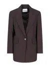 Low Classic Tailored Blazer With Notch Lapel And Pockets In Brown