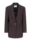 Low Classic Tailored Blazer With Notch Lapel And Pockets In Brown