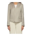 Low Classic Single-breasted Collarless Blazer In Gray
