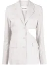 Low Classic Single-breasted Cut-out Wool Blazer In Grey