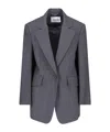 Low Classic Tailored Blazer With Notch Lapel And Pockets In Gray