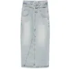 Low Classic Belted Denim Maxi Skirt In Blue